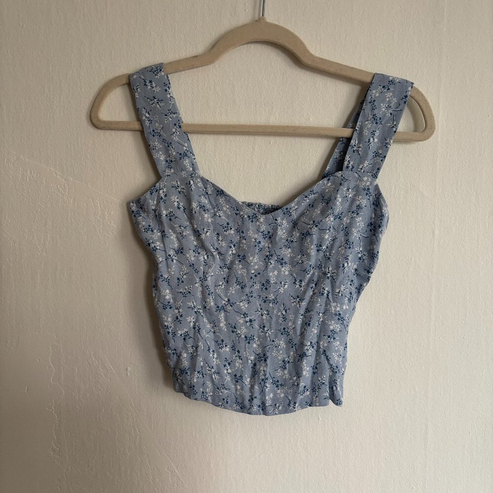 Light blue, floral reformation tank top